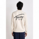 Sudadera Tommy Reg Entry Graphic Crew Beige  TOMMY JEANS