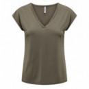 Camisas y Tops Camiseta ONLY Cuello Pico Free Walnut