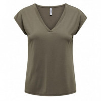 Camisas y Tops Camiseta ONLY Cuello Pico Free Walnut