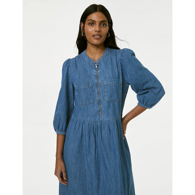 Vestido Denim Maga Semilarga  MARKS AND SPENCER