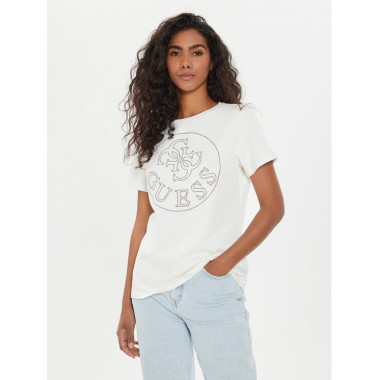 Noémie Ss T-shirt White Moon - D001  GUESS