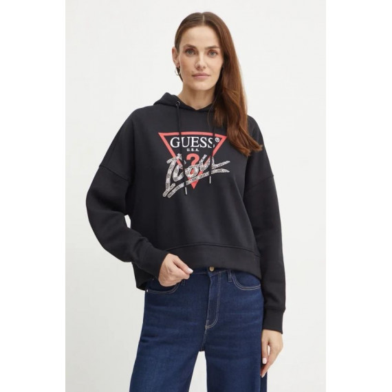 Hooded Icon Sweatshi Jet Black A996  GUESS