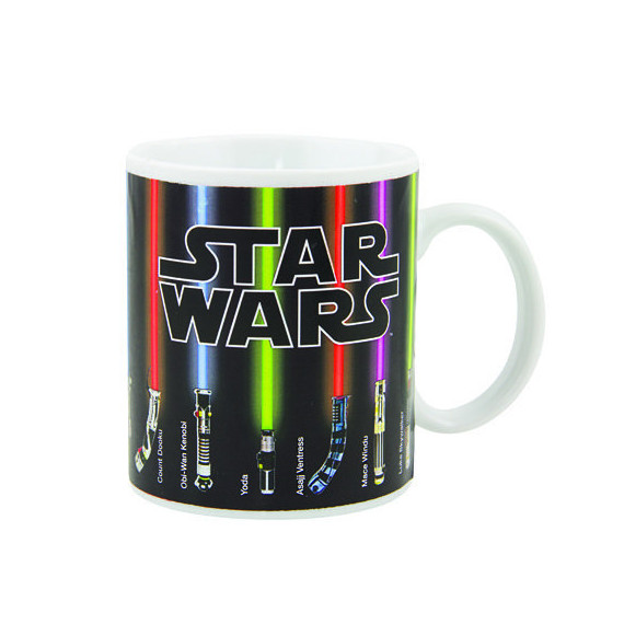 Taza Desayuno Star Wars Espadas Laser Cambio de Diseño