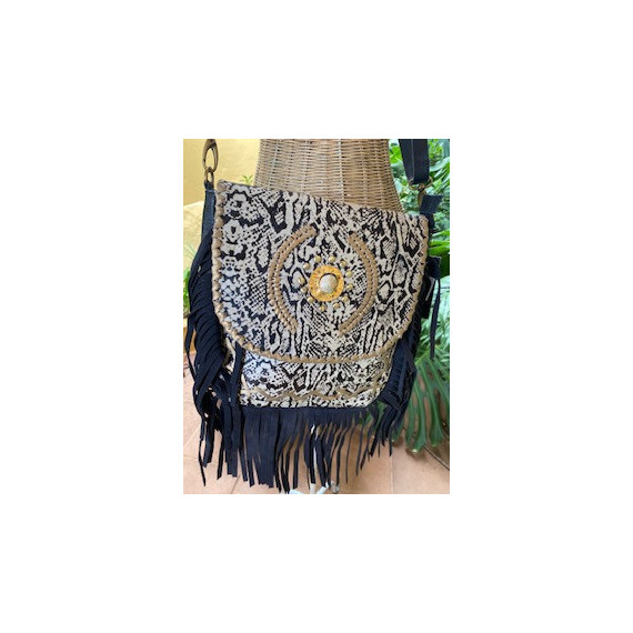 Bandolera Negra-animal Print Boho Chic  JUNCAL.V