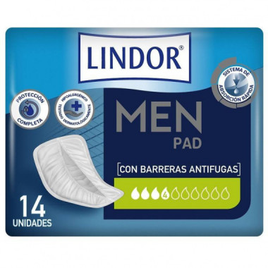 COMPRESAS LINDOR MEN PAD EXTRA 14 UNIDS