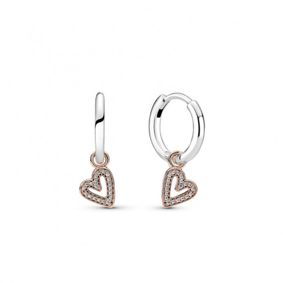 PANDORA San Valentín Pendientes de Aro en Plata de Ley y Oro Rosa de 14K Corazón a 280090C01