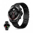 KSIX Reloj Smartwatch TITANIUM Negro Ritmo Cardiaco,Calorias,Monitor Sueño,Carga Magnetica