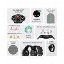 KSIX Reloj Smartwatch TITANIUM Negro Ritmo Cardiaco,Calorias,Monitor Sueño,Carga Magnetica