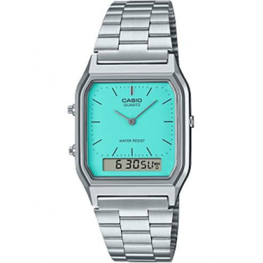 CASIO COLECCION AQ-230A-2A2MQYES Reloj Analogico/Digtial Correa Plateada Cronometro,Fecha,Resit a