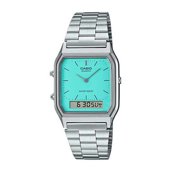 CASIO COLECCION AQ-230A-2A2MQYES Reloj Analogico/Digtial Correa Plateada Cronometro,Fecha,Resit a