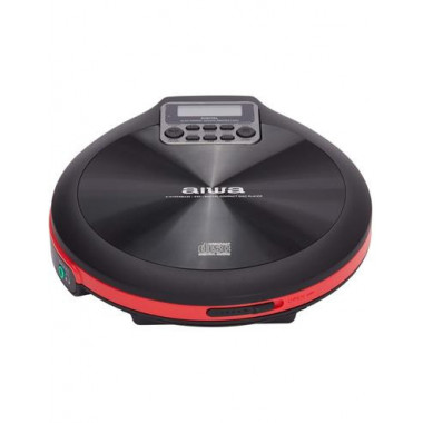 AIWA  Reproductor CD Portatil Discman PCD-810RD Negro Rojo  Anti Shock Incluye 2X Pilas, Auricular