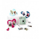 FUJIFILM Camara de Fotos Intant Instax Mini 12 Verde + 1 Pack de 10 Fotos+ 3 Portafoto Best Memori