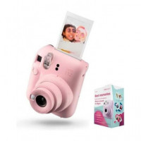 FUJIFILM Camara Instantanea Mini 12 con Pack 10 FOTOS+3 Portafotos Color Rosa Blossom