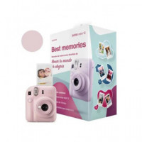 FUJIFILM Camara Instantanea Mini 12 con Pack 10 FOTOS+3 Portafotos Color Rosa Blossom