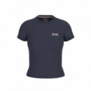 Camiseta Logotipo Combinado Mini de Corte Slim de GUESS JEANS