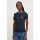 Camiseta Logotipo Combinado Mini de Corte Slim de GUESS JEANS