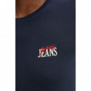 Camiseta Logotipo Combinado Mini de Corte Slim de GUESS JEANS