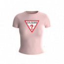 Camiseta Logotipo Triangulo Icónico de Corte Slim de GUESS JEANS