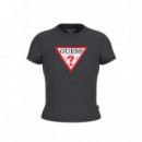 Camiseta Logotipo Triangulo Icónico de Corte Slim de GUESS JEANS