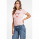 Camiseta Logotipo Triangulo Icónico de Corte Slim de GUESS JEANS