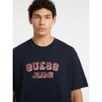 Camiseta Holgada con Estampado Retro de GUESS JEANS