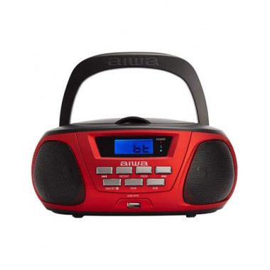 AIWA Radio CD Portatil BLUETOOTH Boombox BBTU-300RD Rojo USB,MP3,AUX In