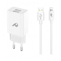 HOME Cargador Red 2X Usb + Cable Lightning A Usb 2.4A blanco 5v