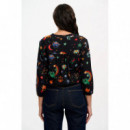 Sugarhill Brighton Camisas y tops Blusa SUGARHILL Elkie Black, Zodiac Rainbow Skies