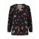 Sugarhill Brighton Camisas y tops Blusa SUGARHILL Elkie Black, Zodiac Rainbow Skies