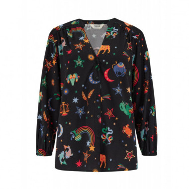 Sugarhill Brighton Camisas y tops Blusa SUGARHILL Elkie Black, Zodiac Rainbow Skies