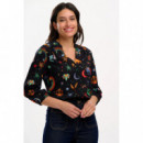 Sugarhill Brighton Camisas y tops Blusa SUGARHILL Elkie Black, Zodiac Rainbow Skies