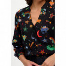 Sugarhill Brighton Camisas y tops Blusa SUGARHILL Elkie Black, Zodiac Rainbow Skies