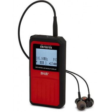 AIWA Radio Portatil Bolsillo RD-20 con Dab+ y Auriculares Rojo