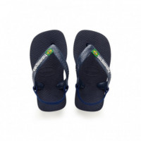 Hav. Baby Brasil Logo Ii Navy Blue/citrus Yellow HAVAIANAS