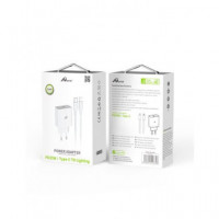 HOME Adaptador Corriente USB C+cable Datos Tipo C a Lightning Bpd 35W Blanco MK-23109