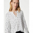 Blusa de Manga Larga de Flores con Lazada en Escote  MARKS AND SPENCER