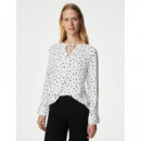 Blusa de Manga Larga de Flores con Lazada en Escote  MARKS AND SPENCER