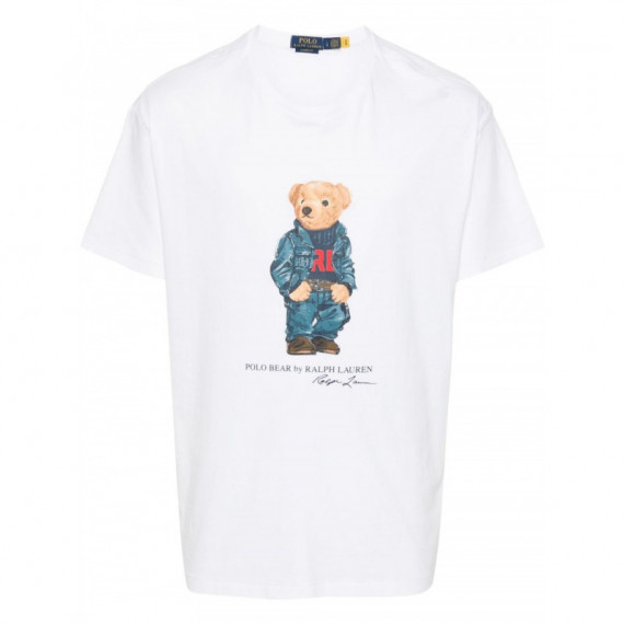 Polo RALPH LAUREN - SSCNCLSM1-SHORT Sleeve-t-shirt - F24 White Denim Bear - 710854497038/F24 White Denim Bear