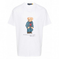 Polo RALPH LAUREN - SSCNCLSM1-SHORT Sleeve-t-shirt - F24 White Denim Bear - 710854497038/F24 White Denim Bear