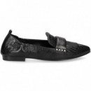 Mocasin Flecos Piel Negro  ASH