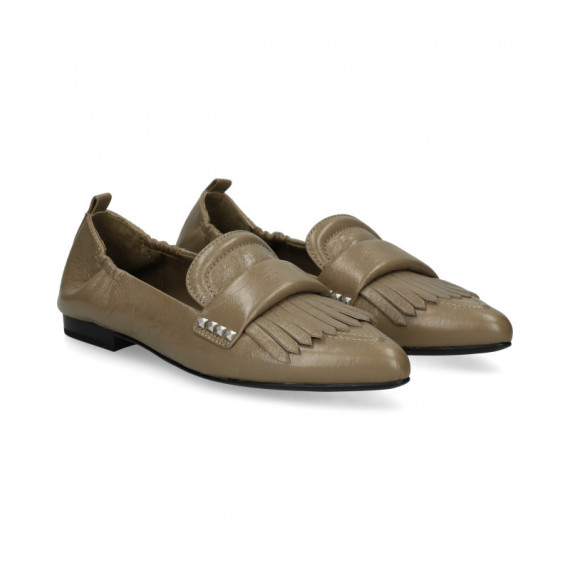 Mocasin Flecos Piel Beige  ASH