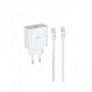 HOME Adaptador Corriente USB C+cable Datos Tipo C M/m Pd 35W MK-23109 Blanco