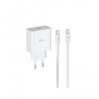 HOME Adaptador Corriente USB C+cable Datos Tipo C M/m Pd 35W MK-23109 Blanco