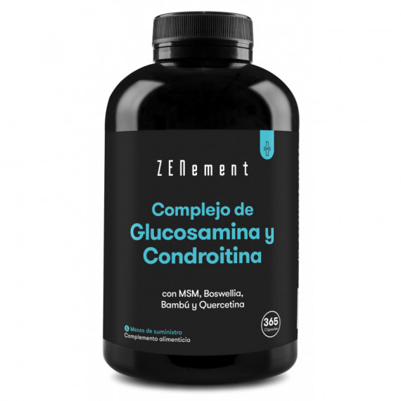 Complejo de Glucosamina, con Condroitina, MSM, Boswellia, Bambú y Quercetina - 365 Cápsulas