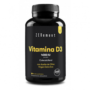 Vitamina D3, con Aceite de Oliva Virgen Extra Ecológico Español - 365 Perlas