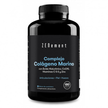 Complejo de Colágeno Marino, con Ácido Hialurónico, CoQ10, Vitaminas C & E y Zinc - 180 Cápsulas