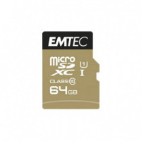 Memoria Micro Sd 64GB EMTEC Elite Gold C10 + Adaptador Sd