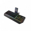 Teclado Gaming KROM Kuma Semimecanico USB Rgb + Soporte Smartphone Black