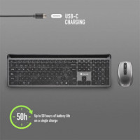 Teclado + Raton NGS Eclipse Slim Silent Wireless Bt Multi Recargable Grey