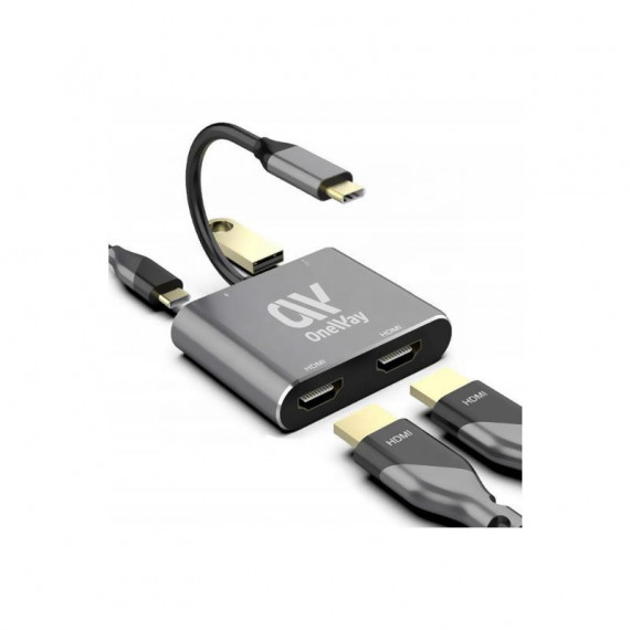 Dock Hub ONEWAY Usb-c 4 en 1 Hdmi/vga/usb 3.0/USB-C Pd Silver